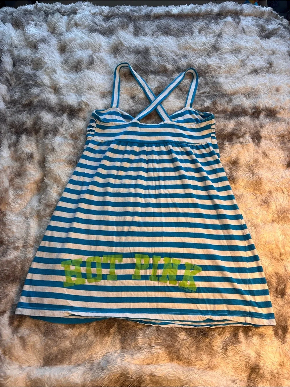 Vintage Rare Y2K PINK Victoria's Secret Blue and White Striped dress